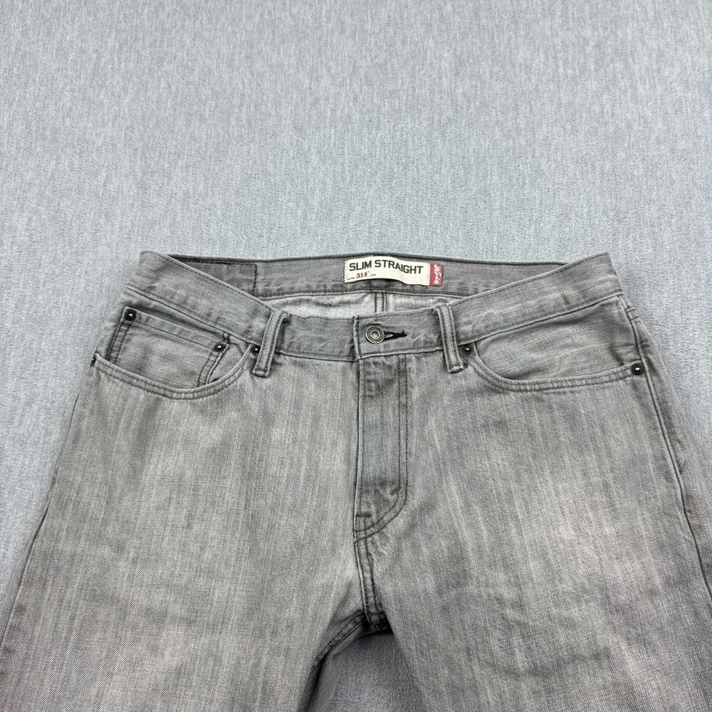 Levis 514 Jeans Men 34x30 Gray Slim Straight Fit Classic Pockets Stretch Zip Fly